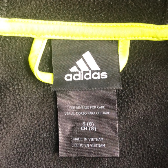 Adidas Full Zip fleece lined hoodie Boys Size 8 - Picture 3 of 3